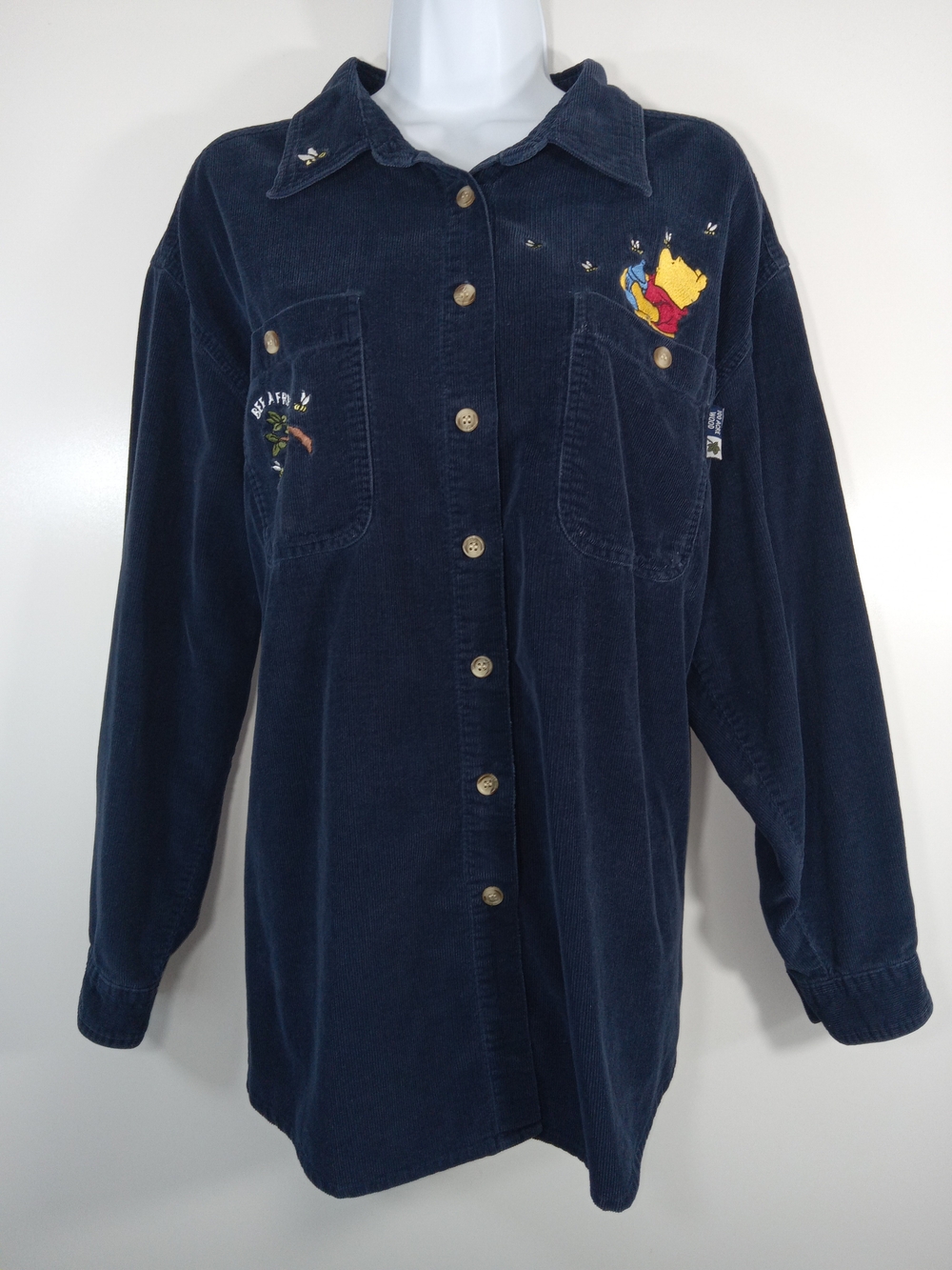 90s Pooh 100 Acre Wood Collection Corduroy Button Down Shurt Women XL